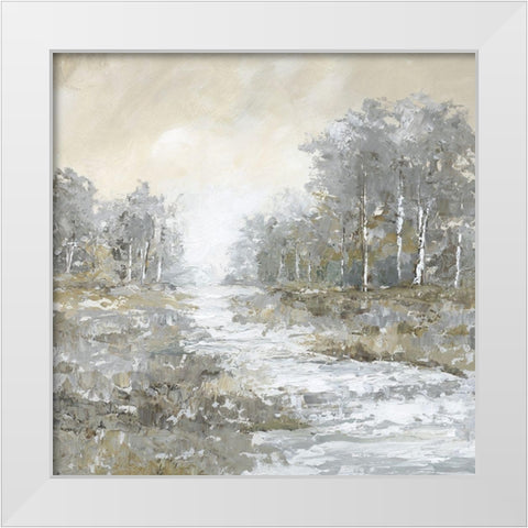 Babbling Brook II White Modern Wood Framed Art Print by Nan