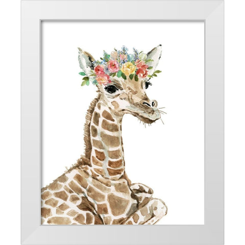 Savannah Giraffe White Modern Wood Framed Art Print by Robinson, Carol