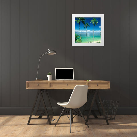 Coastline Calm White Modern Wood Framed Art Print by Wall, David