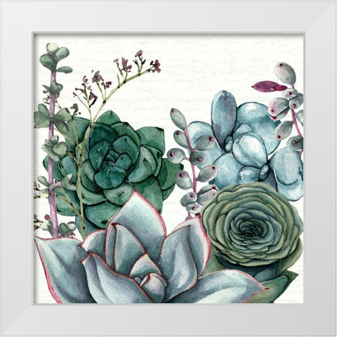 Succulent Garden I White Modern Wood Framed Art Print by Jill, Susan