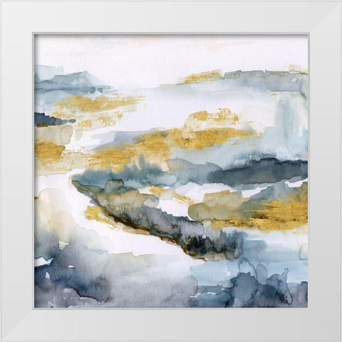 Golden Estuary White Modern Wood Framed Art Print by Nan