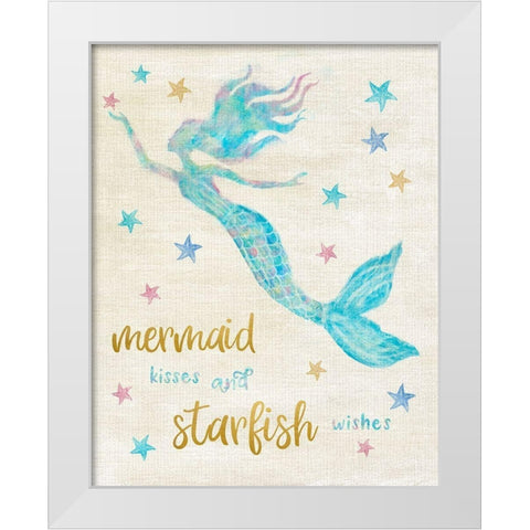 Mermaid Kisses White Modern Wood Framed Art Print by Carpentieri, Natalie