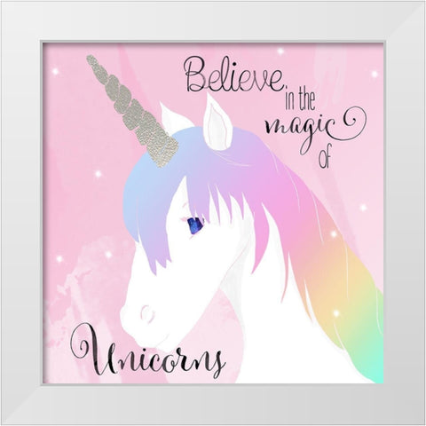 Believe in the Magic White Modern Wood Framed Art Print by Santiago, Daniela