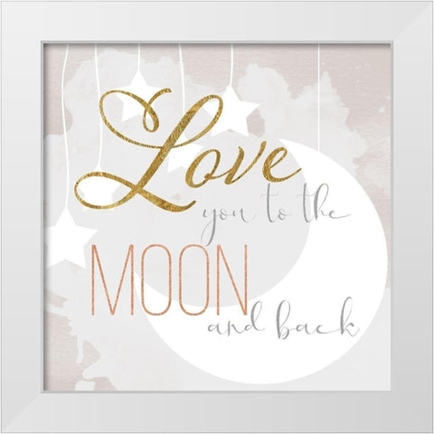 To the Moon White Modern Wood Framed Art Print by Santiago, Daniela