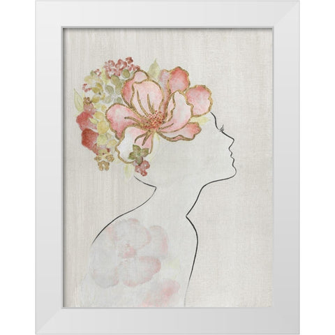Fashion Floral Silhouette I White Modern Wood Framed Art Print by Tava Studios