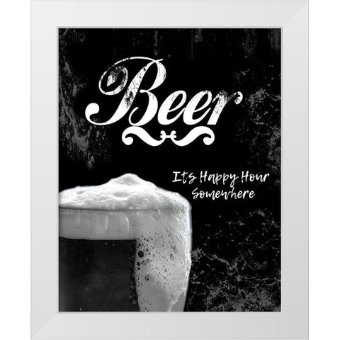 Beer White Modern Wood Framed Art Print by CAD Designs