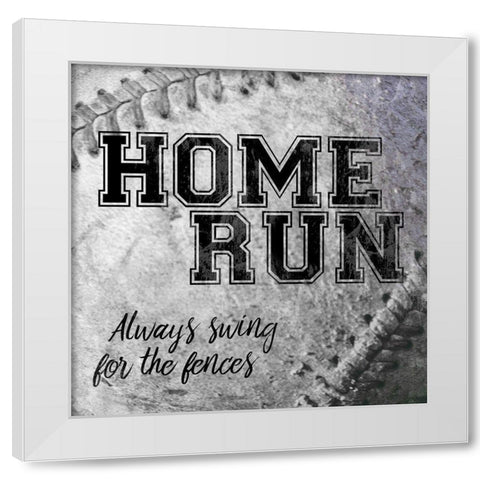 Home Run White Modern Wood Framed Art Print by CAD Designs
