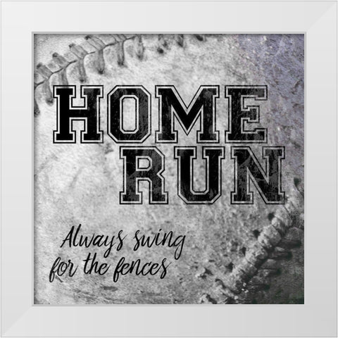 Home Run White Modern Wood Framed Art Print by CAD Designs