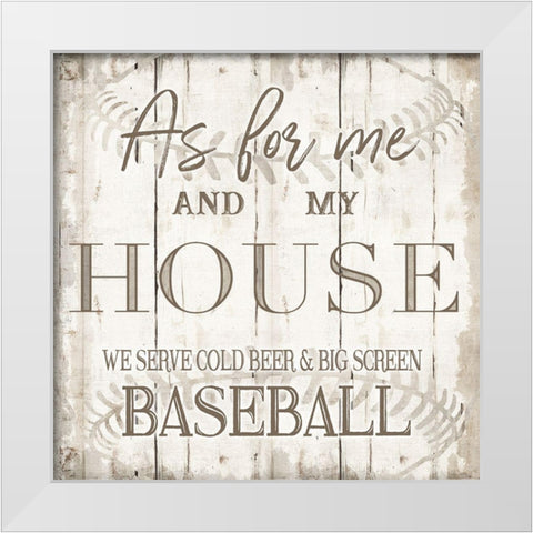 Baseball White Modern Wood Framed Art Print by CAD Designs