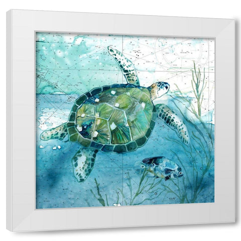 Island Swim I White Modern Wood Framed Art Print by Robinson, Carol