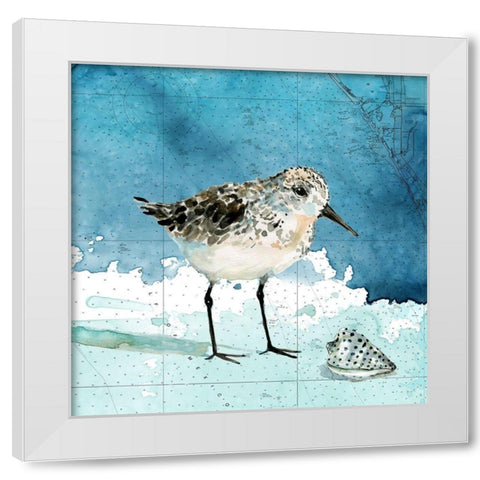 Bay Shore Sandpiper I White Modern Wood Framed Art Print by Robinson, Carol
