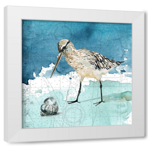 Bay Shore Sandpiper II White Modern Wood Framed Art Print by Robinson, Carol