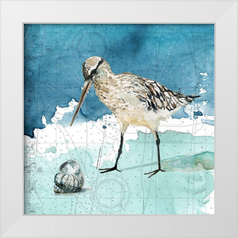 Bay Shore Sandpiper II White Modern Wood Framed Art Print by Robinson, Carol