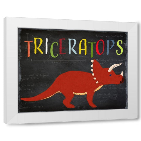 Triceratops White Modern Wood Framed Art Print by Santiago, Daniela