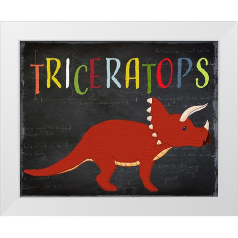 Triceratops White Modern Wood Framed Art Print by Santiago, Daniela