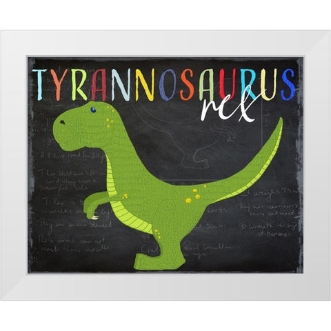 Tyrannosaurus White Modern Wood Framed Art Print by Santiago, Daniela