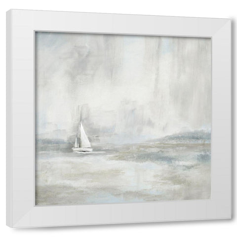 Silver Sail White Modern Wood Framed Art Print by Nan