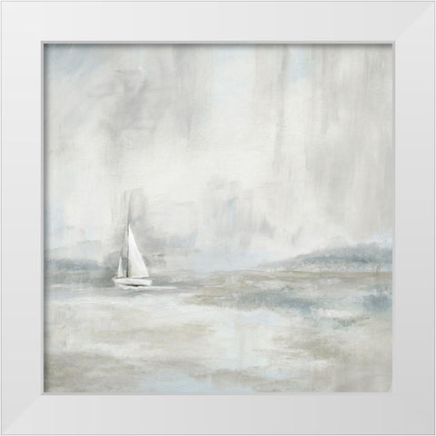 Silver Sail White Modern Wood Framed Art Print by Nan