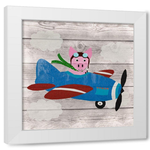 When Pigs Fly White Modern Wood Framed Art Print by Santiago, Daniela