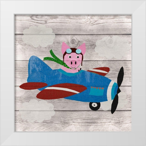When Pigs Fly White Modern Wood Framed Art Print by Santiago, Daniela
