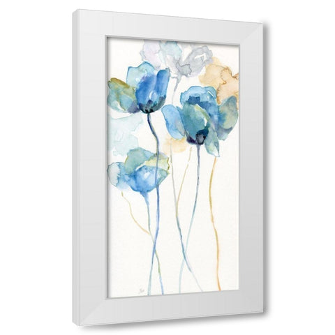 Wildflower Blues I White Modern Wood Framed Art Print by Nan