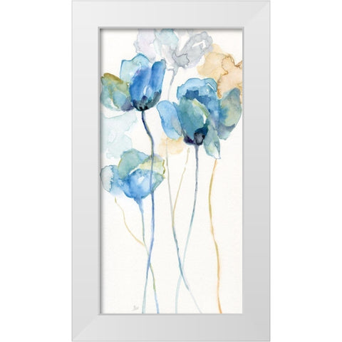 Wildflower Blues I White Modern Wood Framed Art Print by Nan
