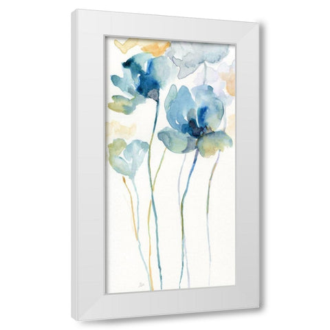Wildflower Blues II White Modern Wood Framed Art Print by Nan