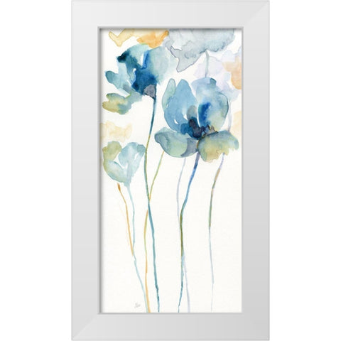 Wildflower Blues II White Modern Wood Framed Art Print by Nan