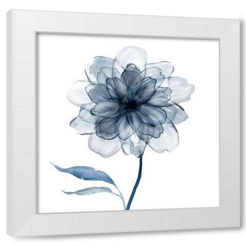 Indigo Bloom IV White Modern Wood Framed Art Print by Robinson, Carol