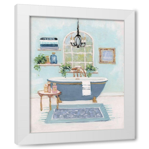 Blue Bath I White Modern Wood Framed Art Print by Swatland, Sally