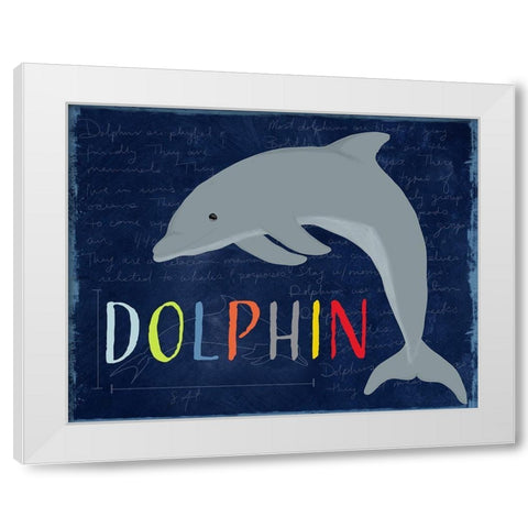 Dolphin White Modern Wood Framed Art Print by Santiago, Daniela