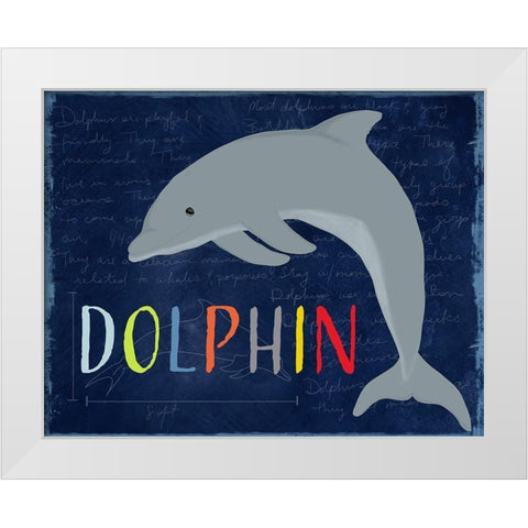 Dolphin White Modern Wood Framed Art Print by Santiago, Daniela