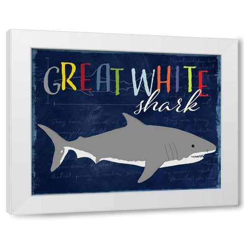 Great White Shark White Modern Wood Framed Art Print by Santiago, Daniela