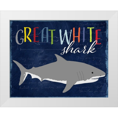 Great White Shark White Modern Wood Framed Art Print by Santiago, Daniela