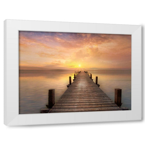 Comfort Bay White Modern Wood Framed Art Print by Calascibetta, Mike