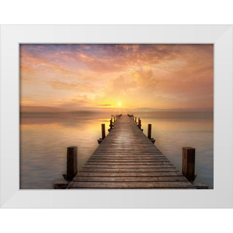 Comfort Bay White Modern Wood Framed Art Print by Calascibetta, Mike