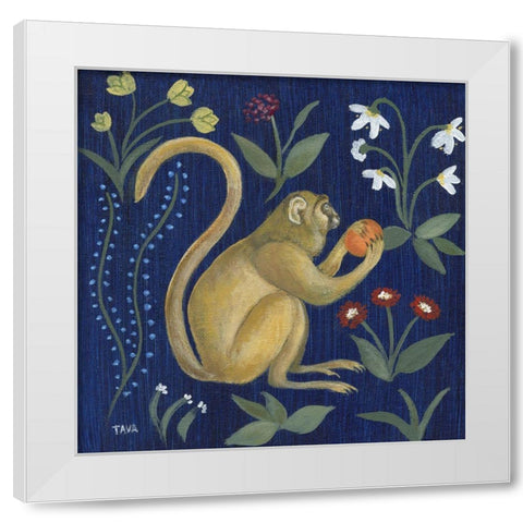 Venezia Garden Monkey I White Modern Wood Framed Art Print by Tava Studios