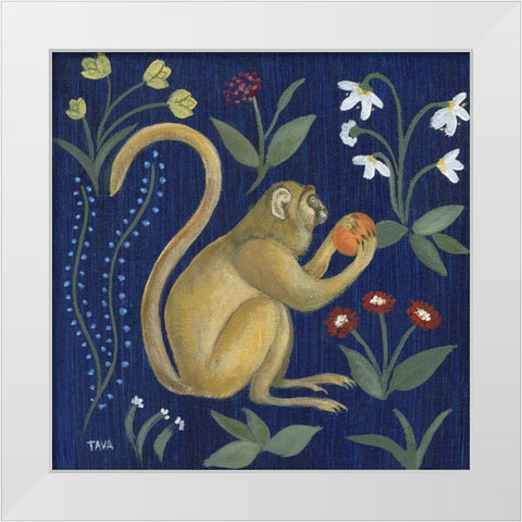 Venezia Garden Monkey I White Modern Wood Framed Art Print by Tava Studios