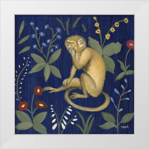 Venezia Garden Monkey III White Modern Wood Framed Art Print by Tava Studios