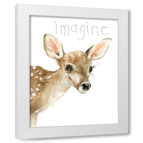 Forest Fur Baby Deer White Modern Wood Framed Art Print by Robinson, Carol