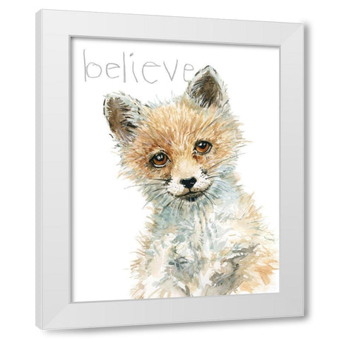 Forest Fur Baby Fox White Modern Wood Framed Art Print by Robinson, Carol