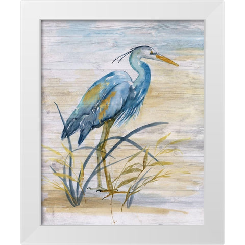 Blue Heron I White Modern Wood Framed Art Print by Nan