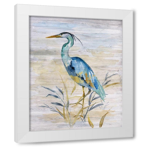 Blue Heron II White Modern Wood Framed Art Print by Nan