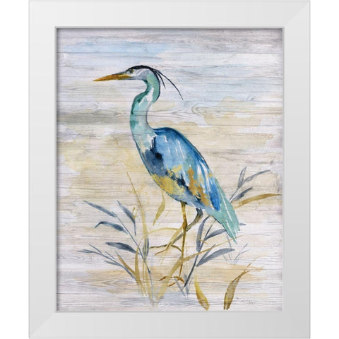 Blue Heron II White Modern Wood Framed Art Print by Nan