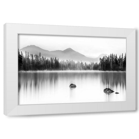 Mountain Reflection White Modern Wood Framed Art Print by Paulson, Don