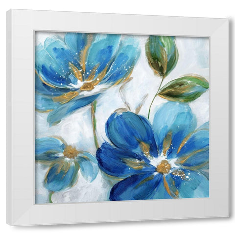 Flowering Blues II White Modern Wood Framed Art Print by Nan