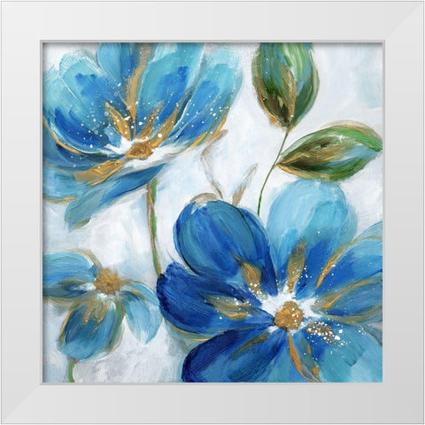 Flowering Blues II White Modern Wood Framed Art Print by Nan