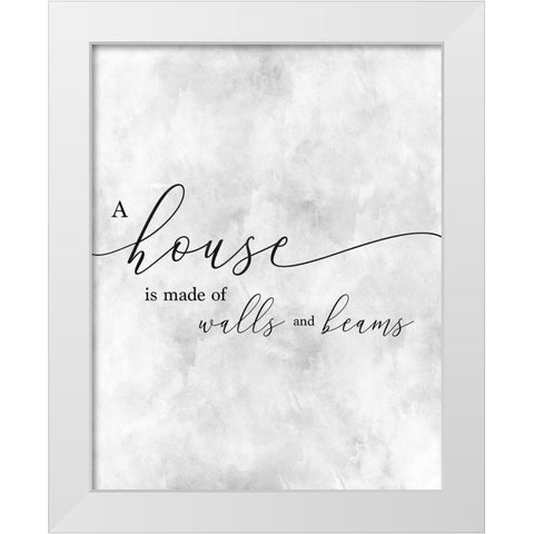 A House White Modern Wood Framed Art Print by CAD Designs