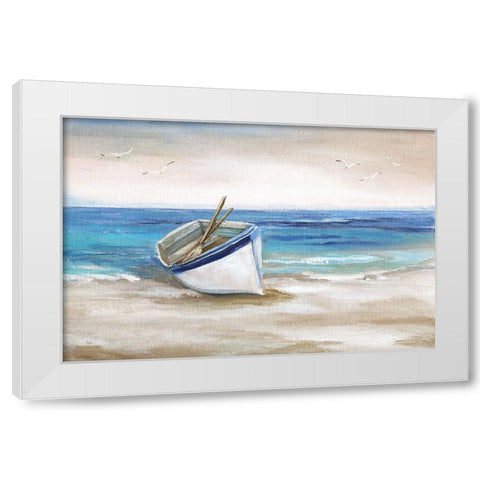 Shore Excursion White Modern Wood Framed Art Print by Nan