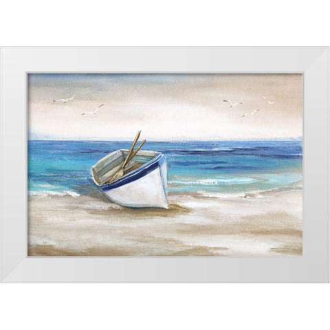 Shore Excursion White Modern Wood Framed Art Print by Nan